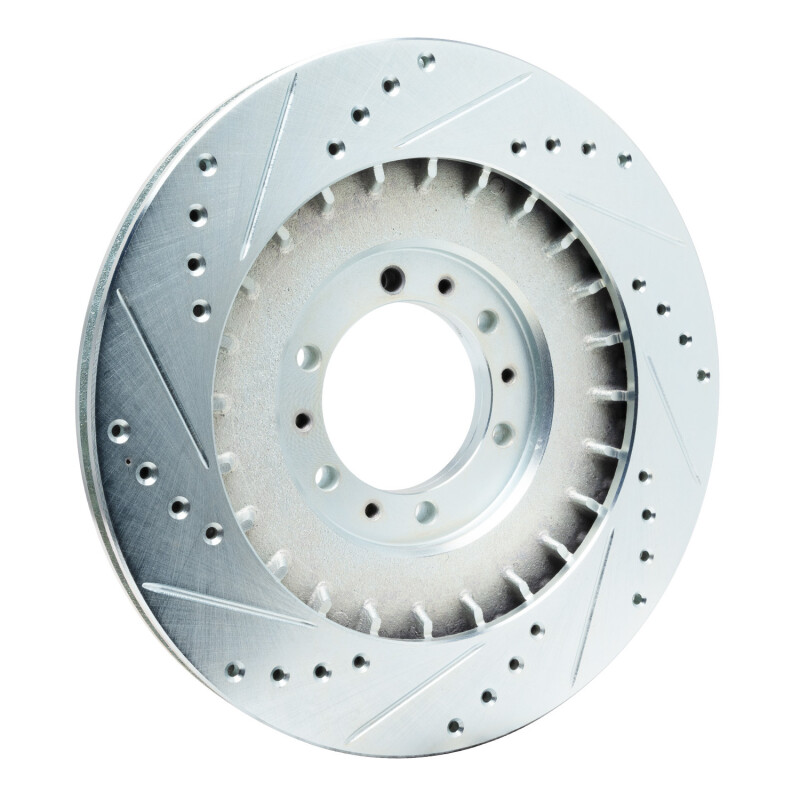 Mitsubishi Montero Sport Brake Rotor (1) - Front Right - R1 Concepts - Drilled & Slotted - Silver - `98-`04